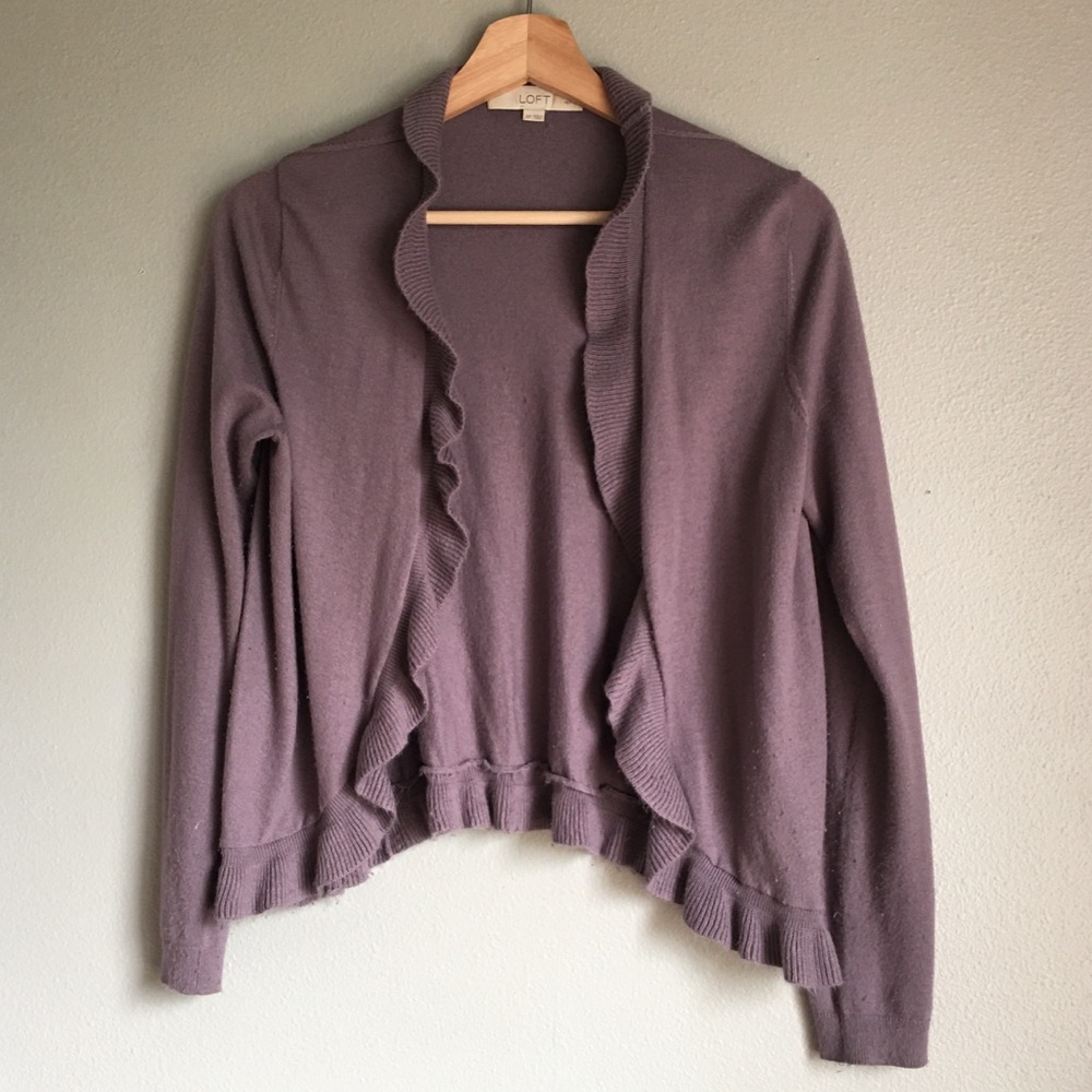 Purple ruffled cardigan